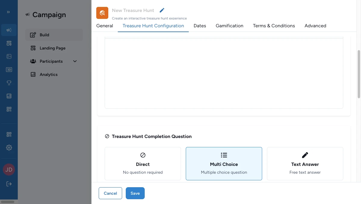 Interactivity section with interaction type selector