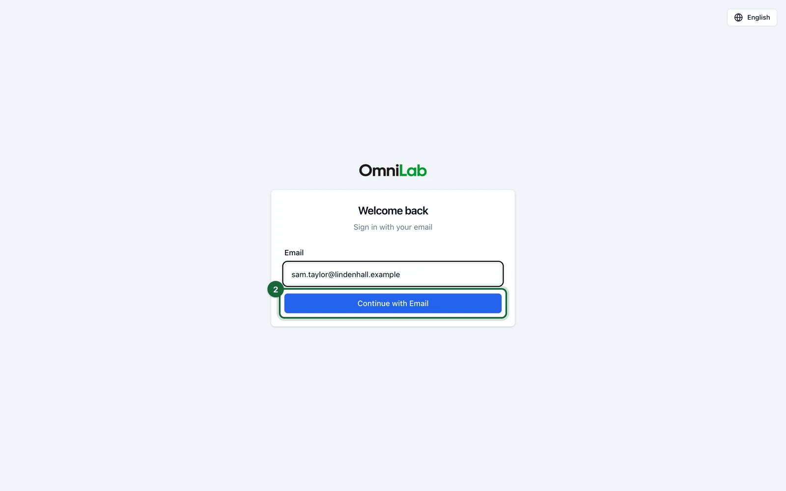 Studio sign-in page with the Continue with Email button highlighted