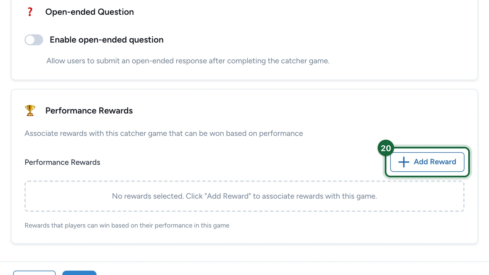 Performance Rewards with the Add Reward button highlighted