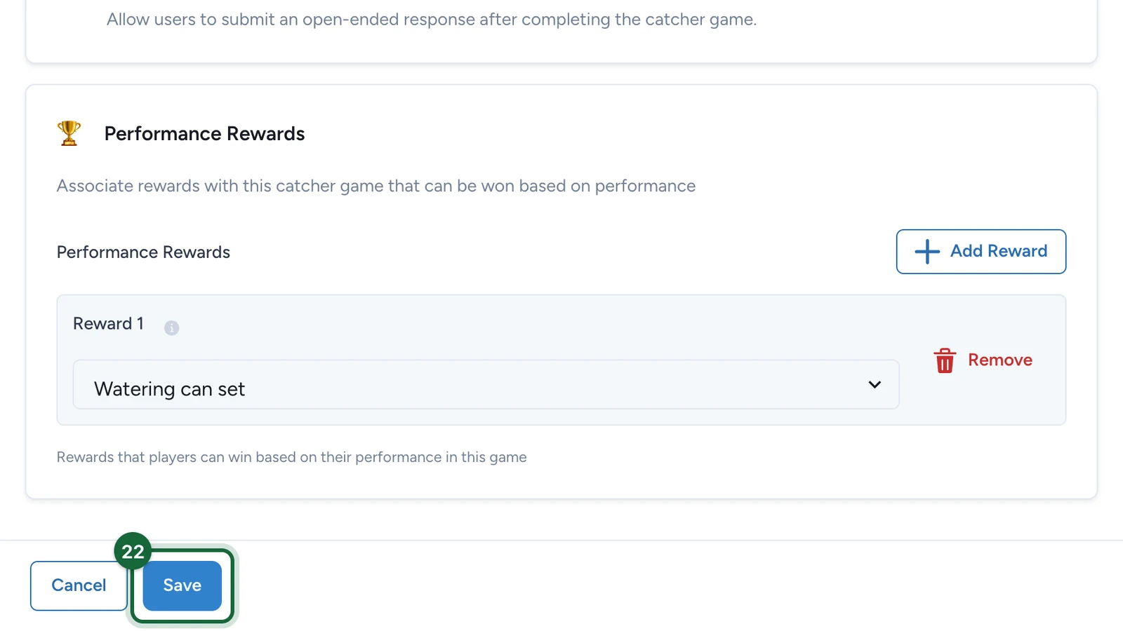 Blossom Catch settings with the Save button highlighted