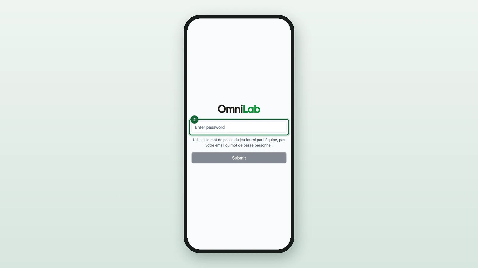 Event Host App sign-in screen with the password field highlighted on a phone