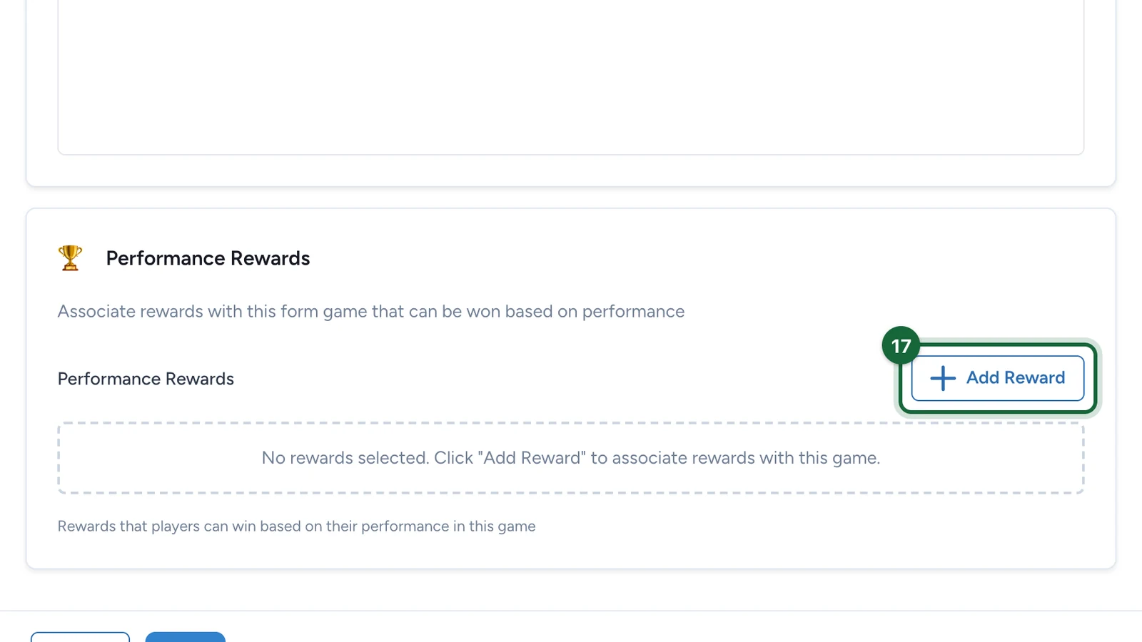 Performance Rewards with the Add Reward button highlighted