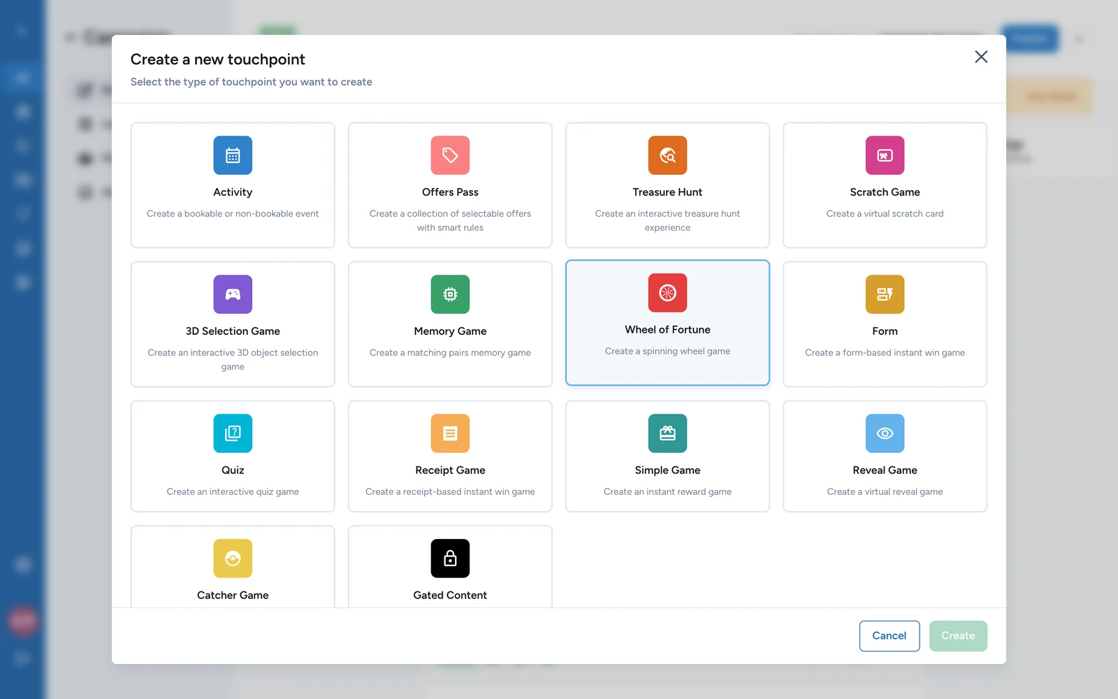 Create a new touchpoint window with every touchpoint type, games included