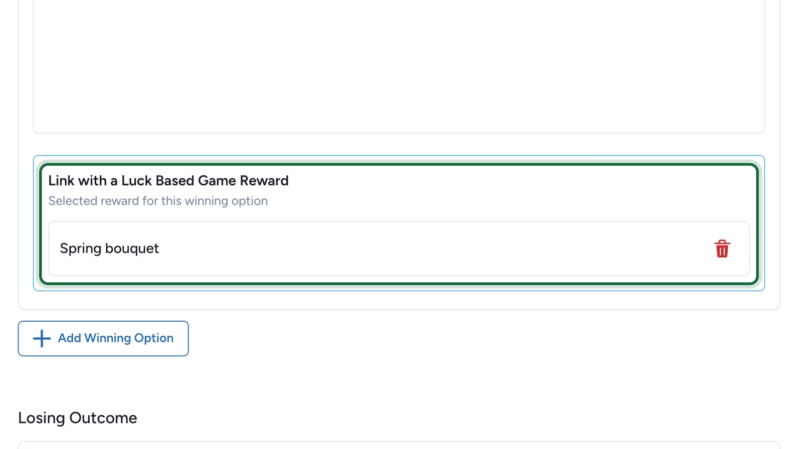 Link with a Luck Based Game Reward set to Spring bouquet, highlighted