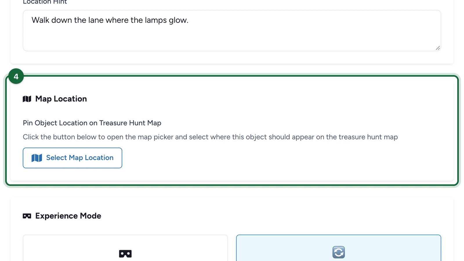 Map Location section with the location set and the Change Map Location button, highlighted
