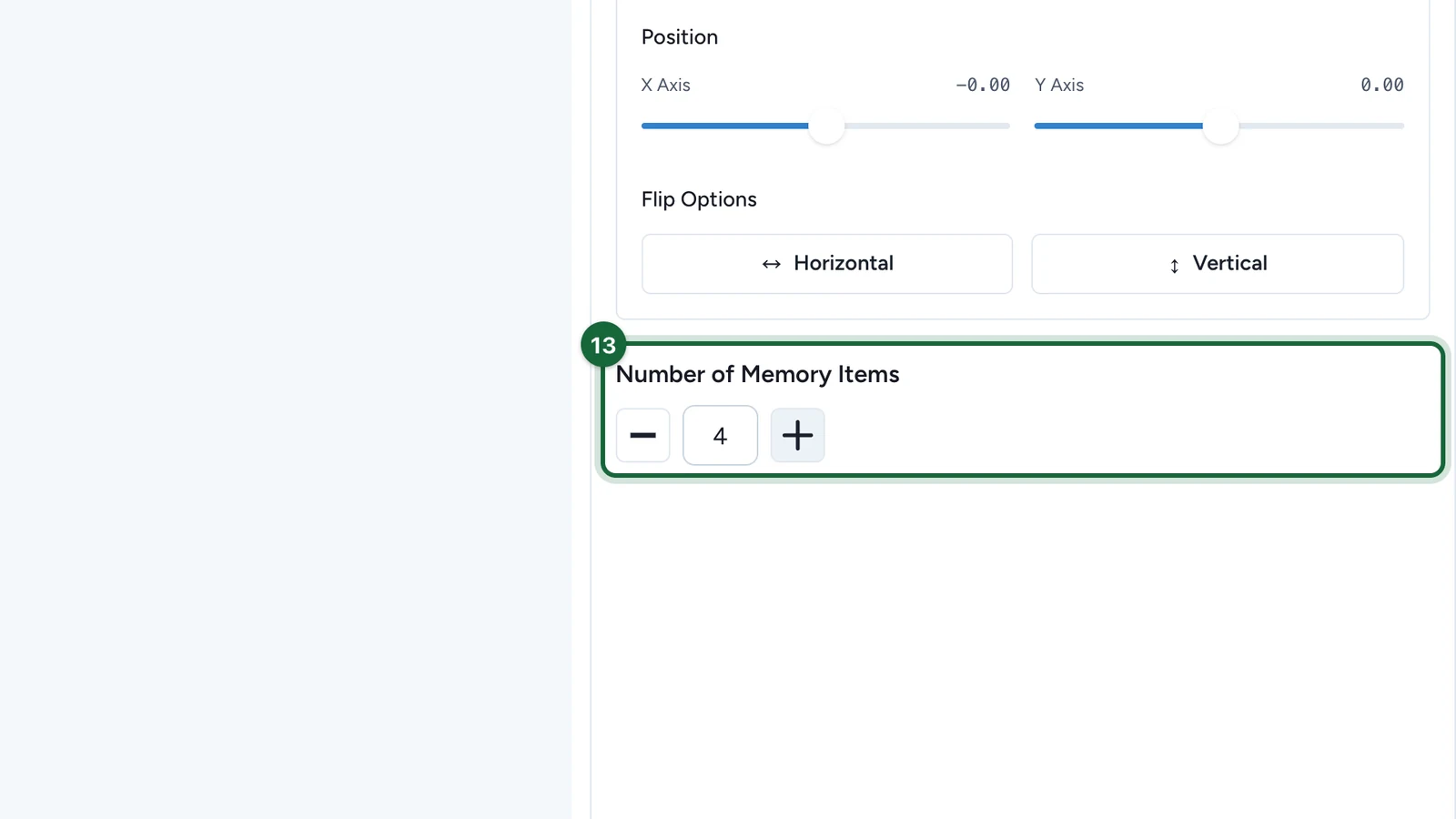 Number of Memory Items set to 4, highlighted