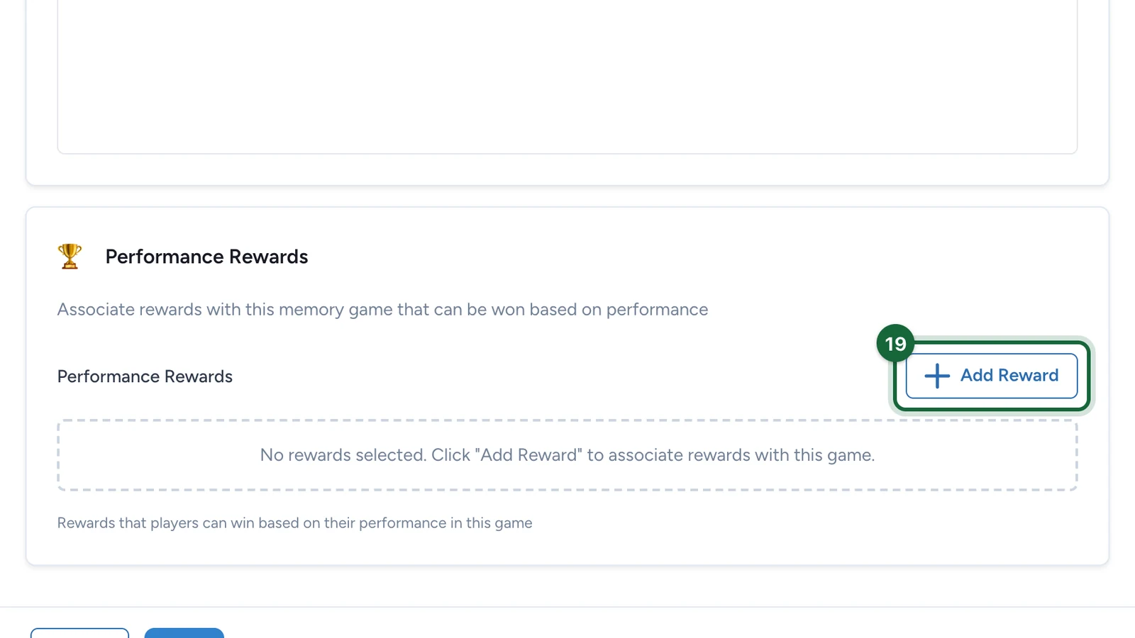 Performance Rewards with the Add Reward button highlighted