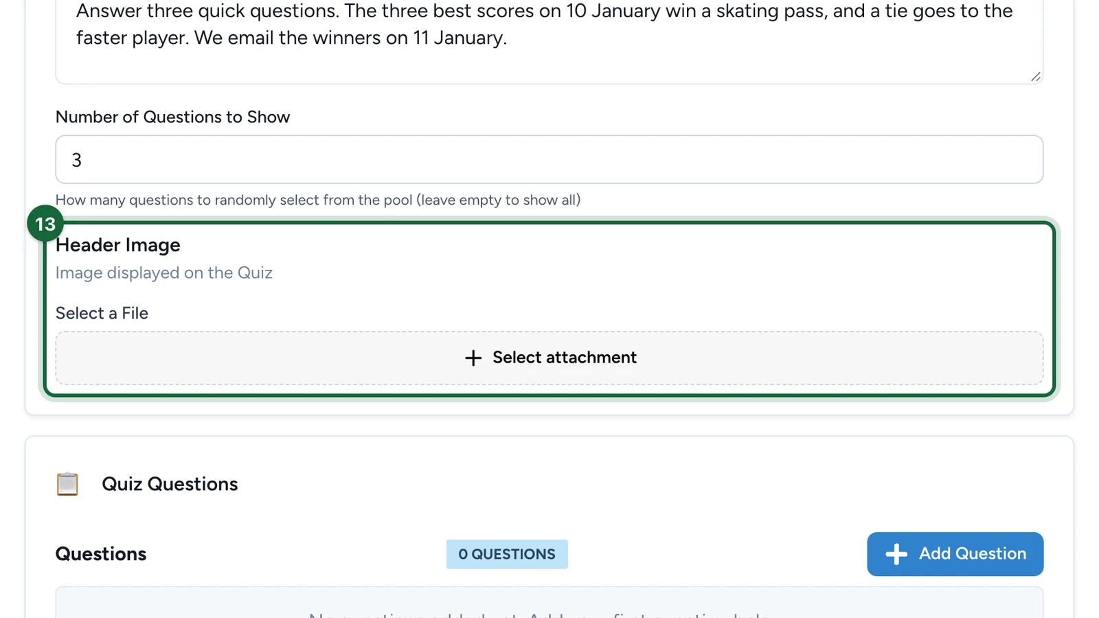 Header Image with Select attachment highlighted