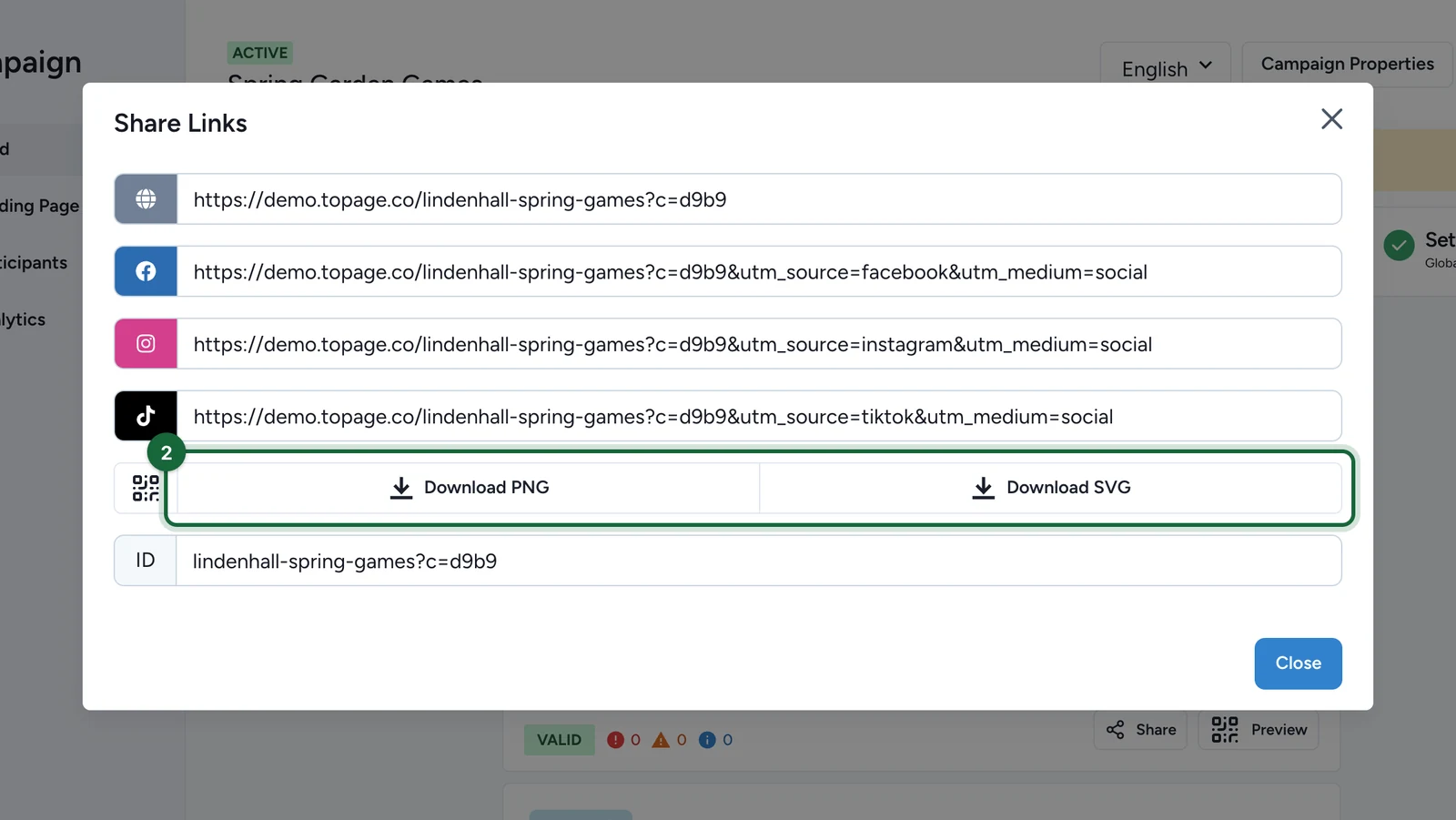 Share Links with Download PNG and Download SVG highlighted