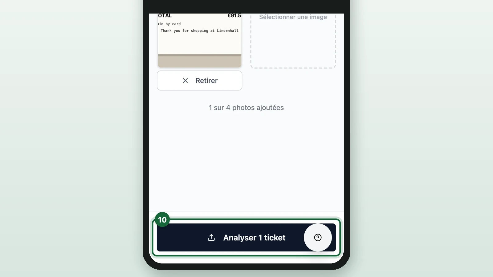Capture de Tickets with Analyser 1 ticket highlighted on a phone
