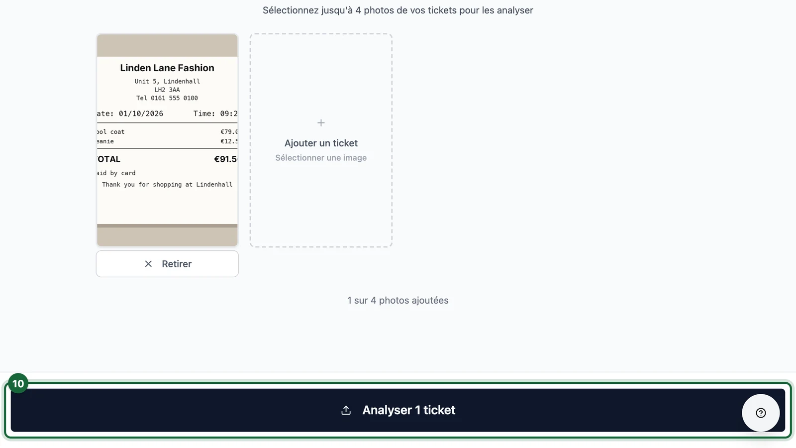 Capture de Tickets with Analyser 1 ticket highlighted on a tablet