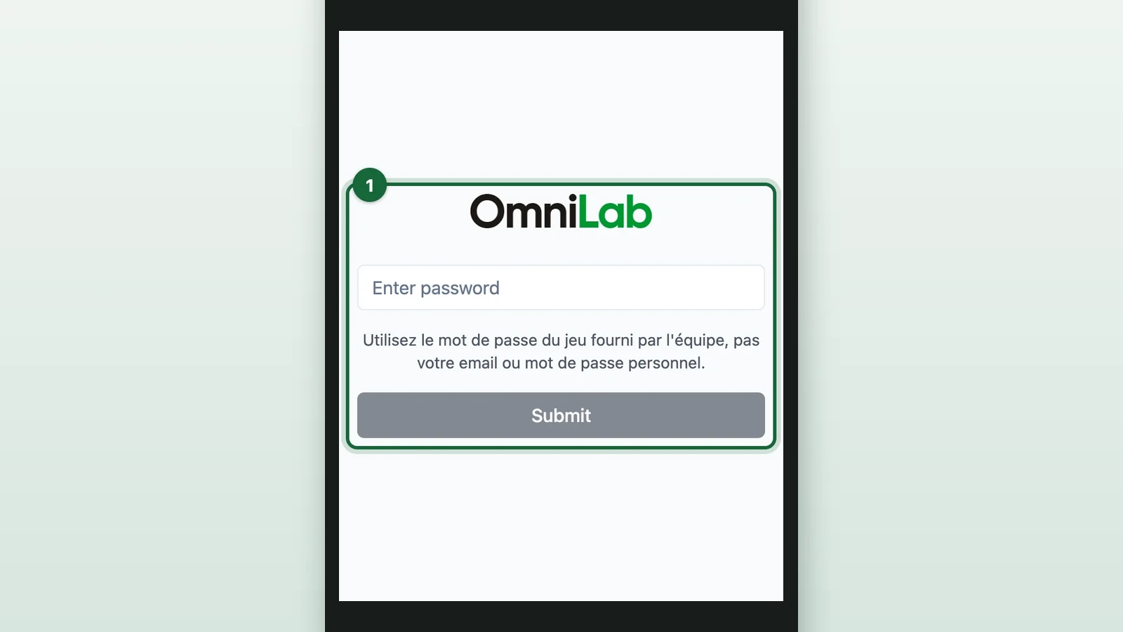 Receipt Host App sign-in screen with the password field and Submit highlighted on a phone