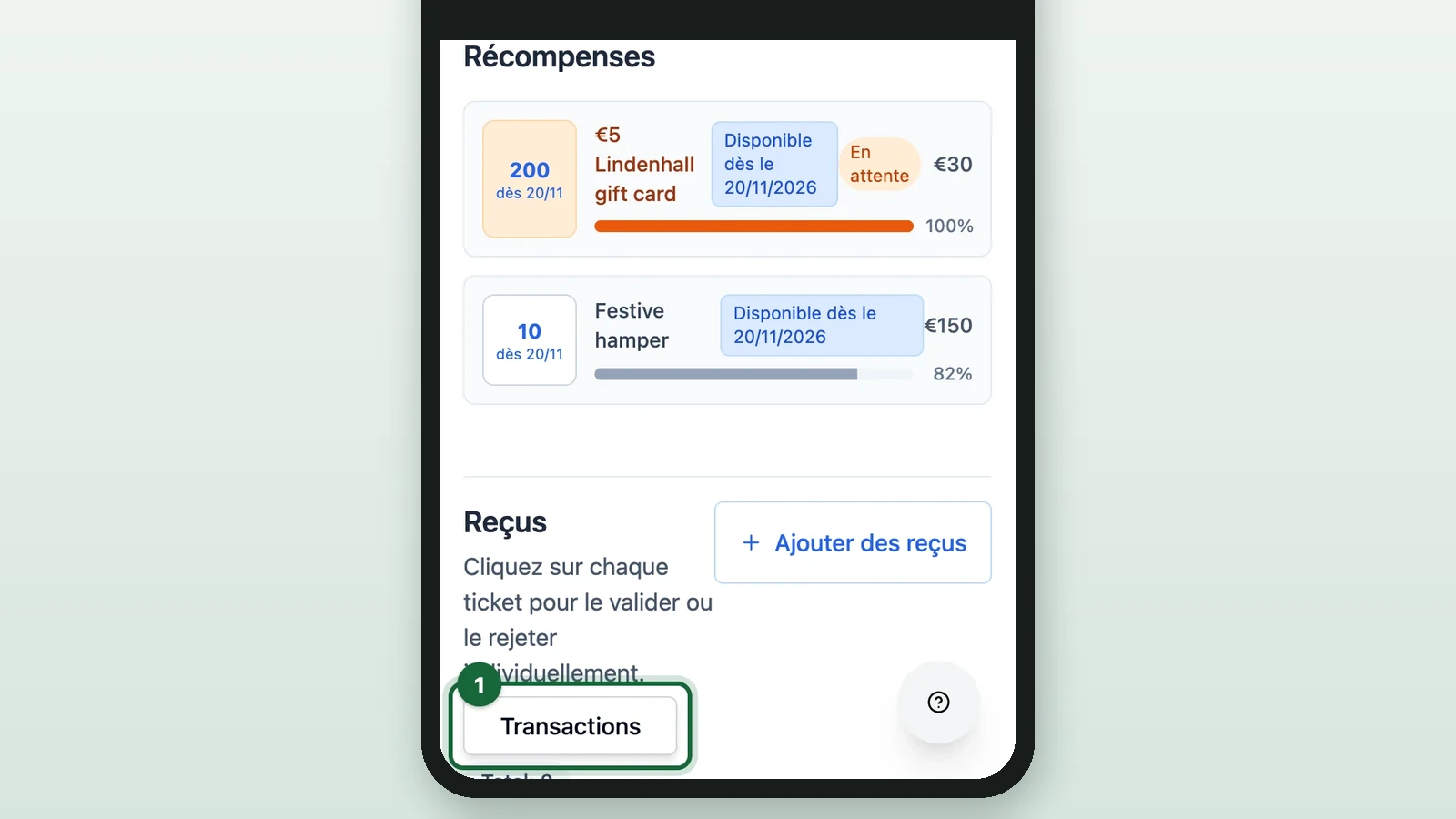 Finley Webb's session with Transactions highlighted on a phone