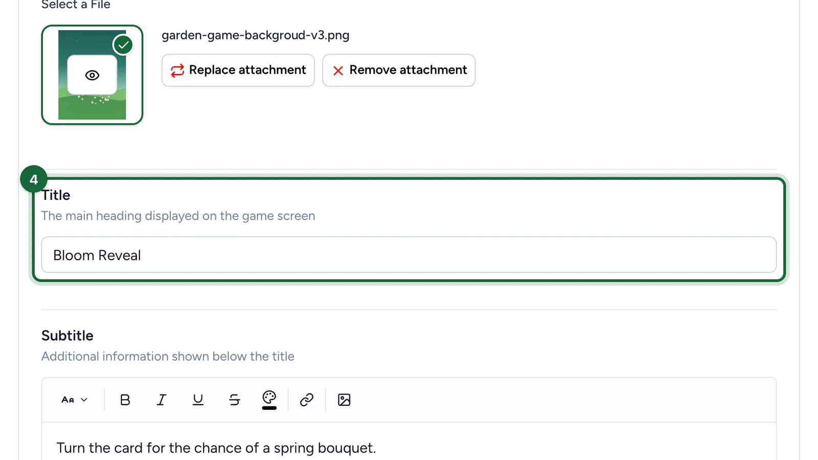 Title Bloom Reveal, highlighted