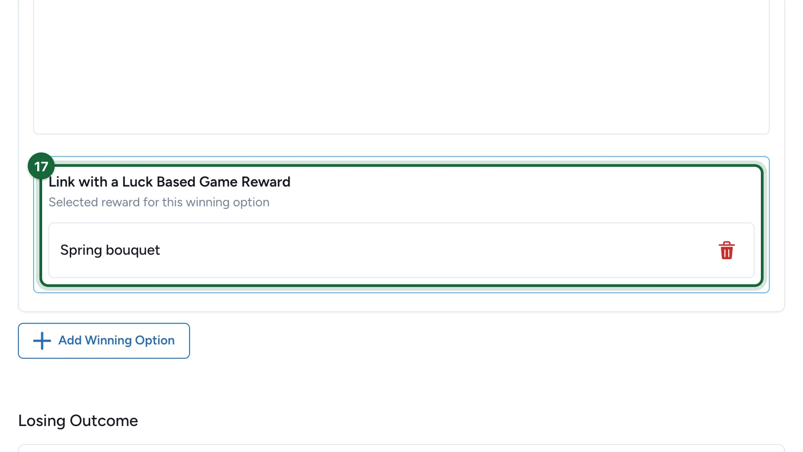 Link with a Luck Based Game Reward showing the Spring bouquet, highlighted