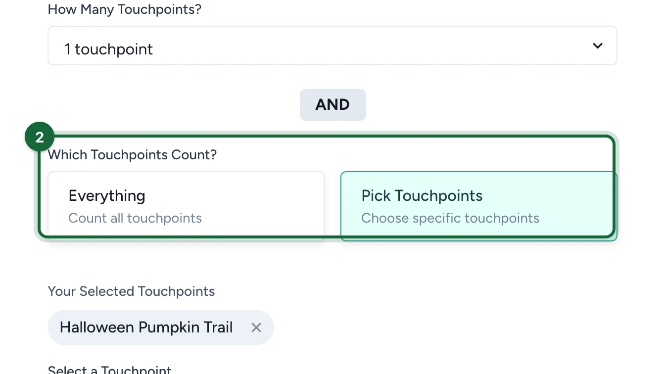 Which Touchpoints Count? with Pick Touchpoints selected, highlighted