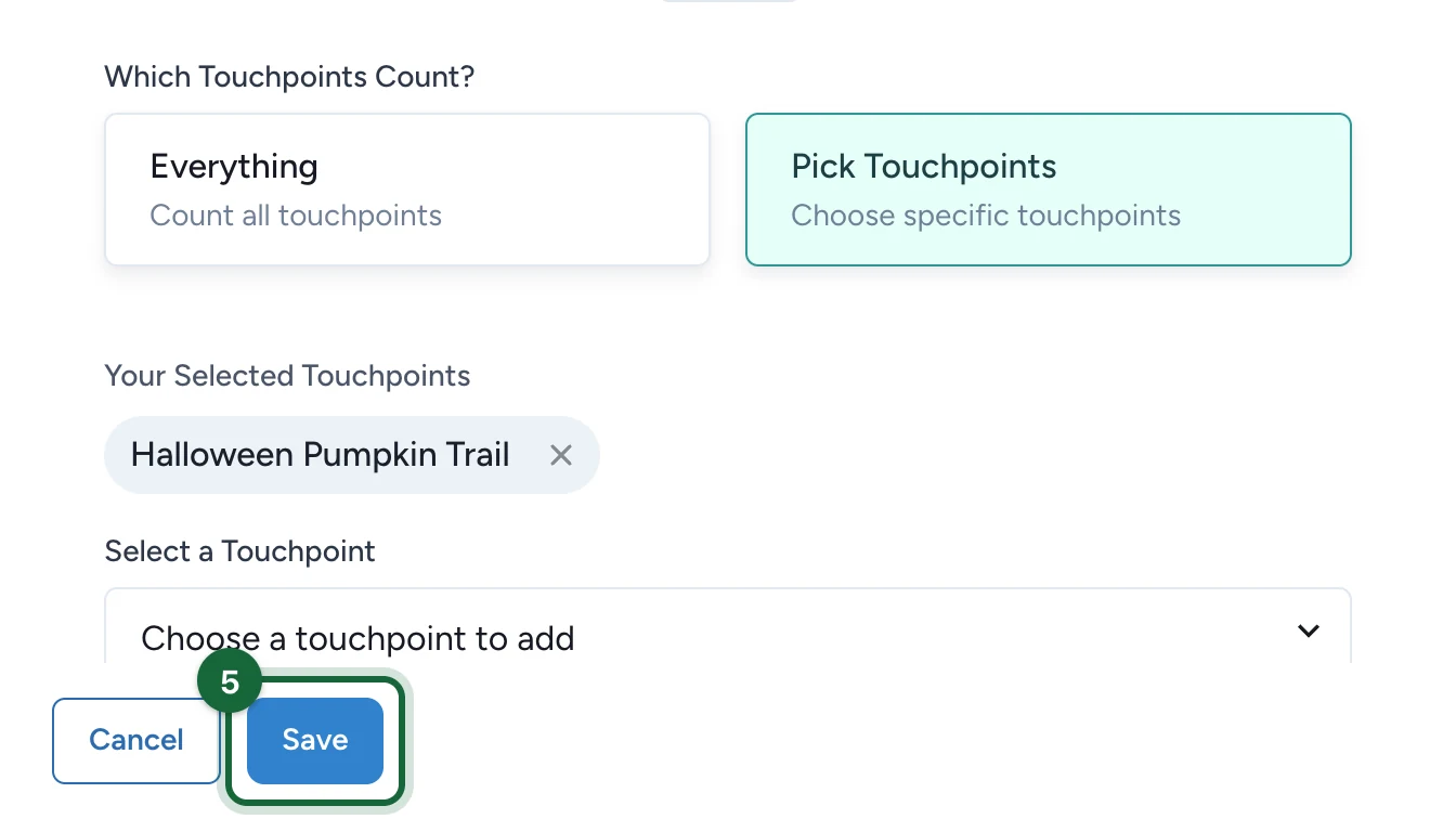 Reward editor footer with the Save button highlighted