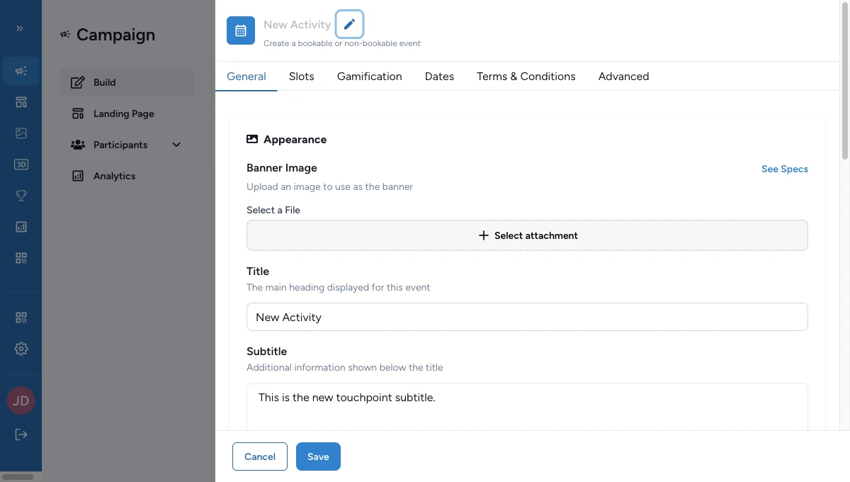 Check-in Scanner App panel with the Scanner URL, password controls, and PDF instructions action