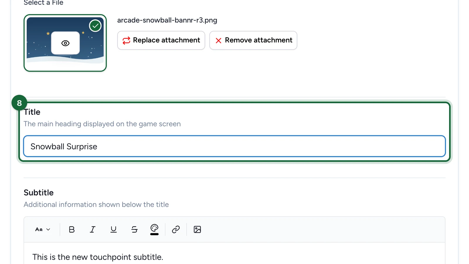 Title Snowball Surprise, highlighted
