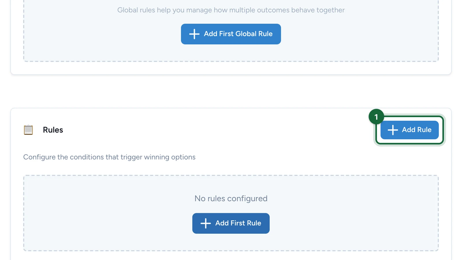 Rules section with the Add Rule button highlighted