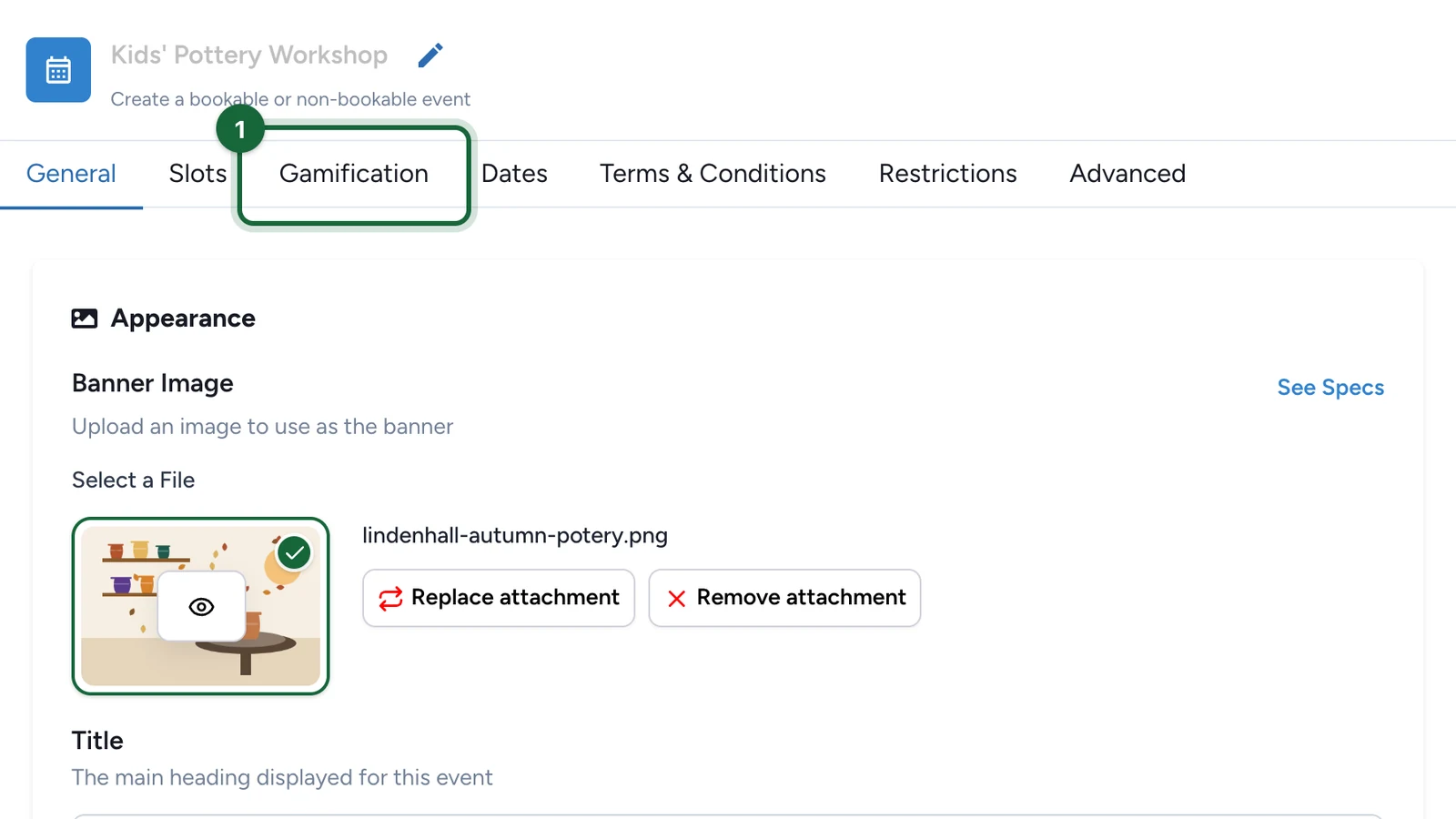 Activity editor with the Gamification tab highlighted