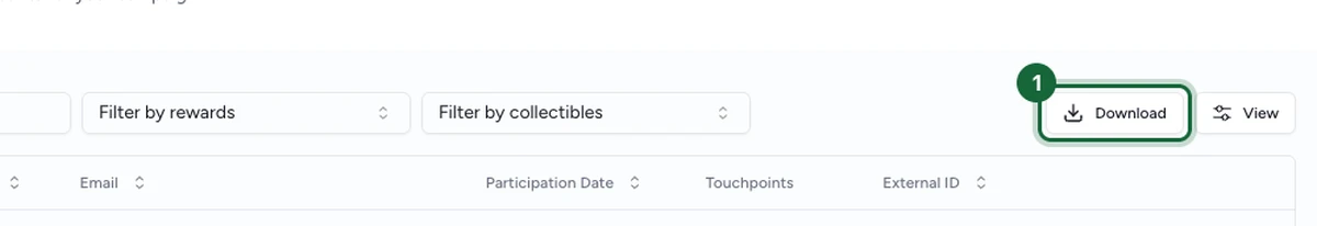 Download button highlighted above the Participants table