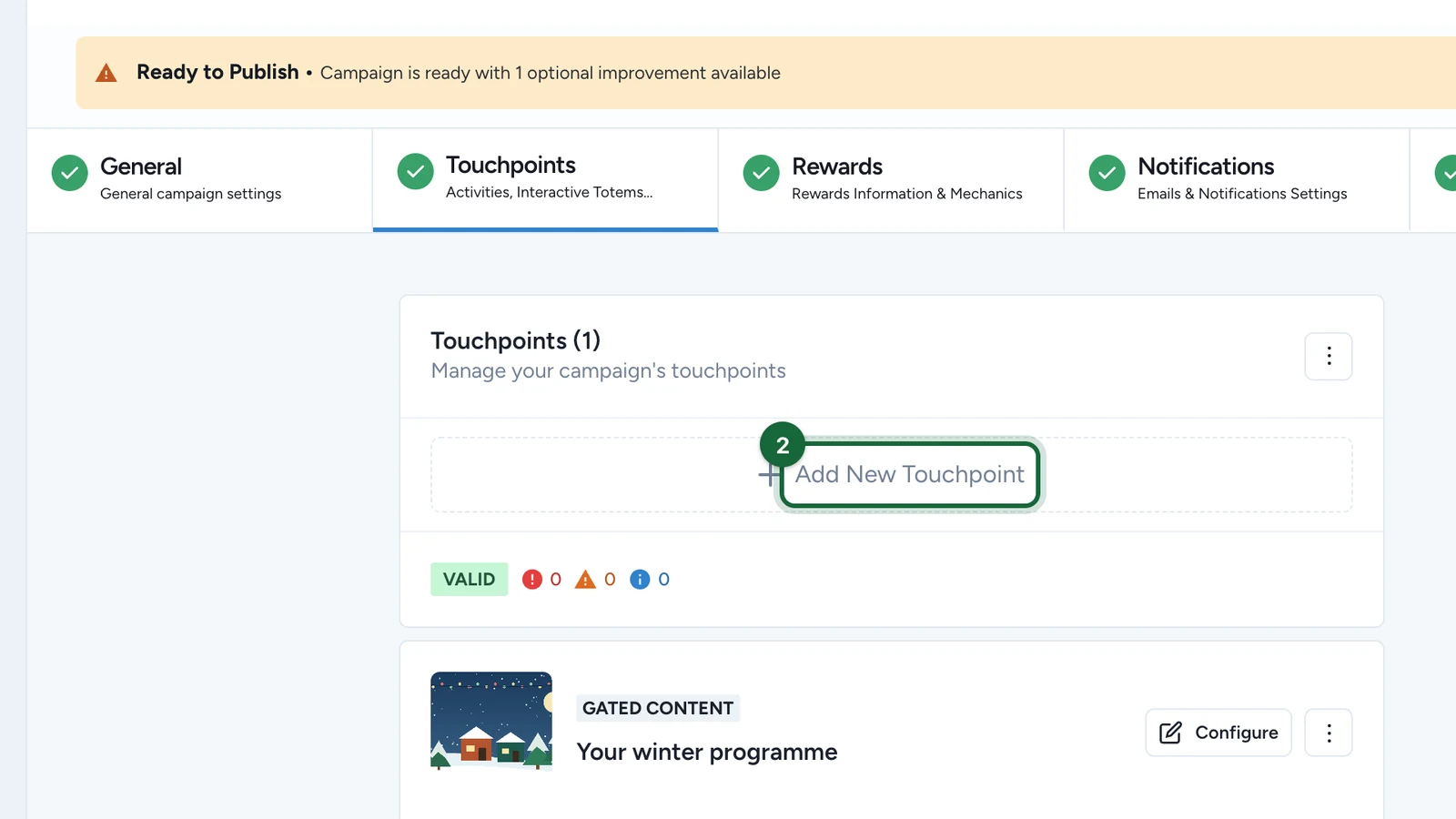 Touchpoints with Add New Touchpoint highlighted