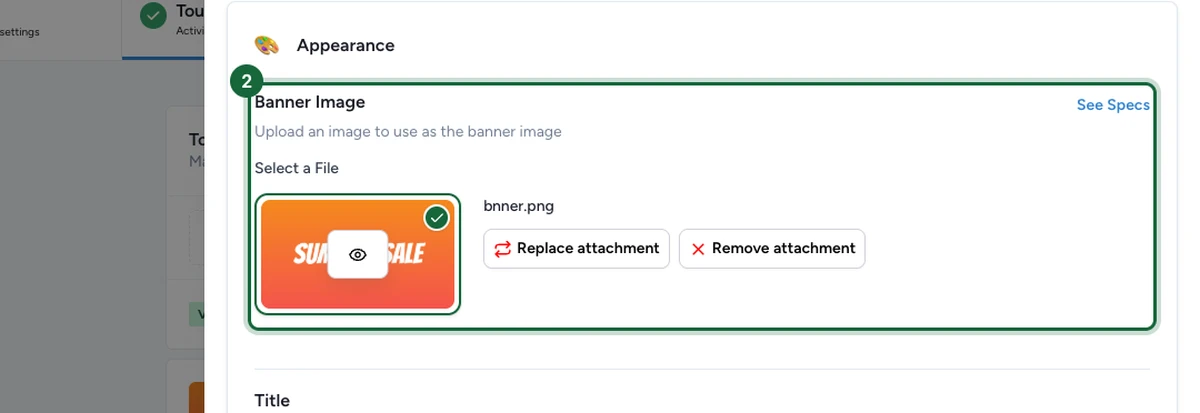 Appearance tab with the Banner Image upload control highlighted