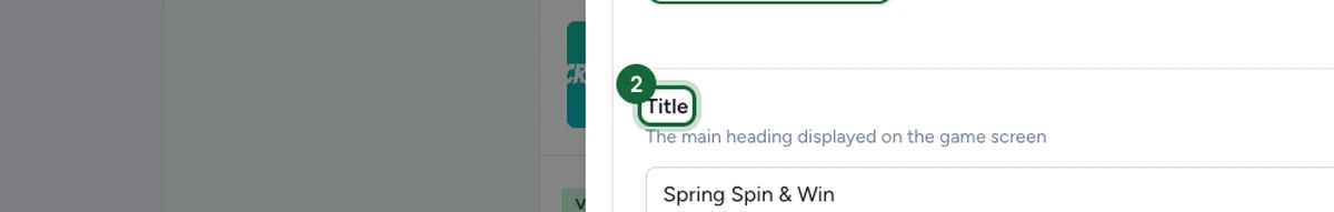 Appearance form with the Title field highlighted and a sample game title entered below it