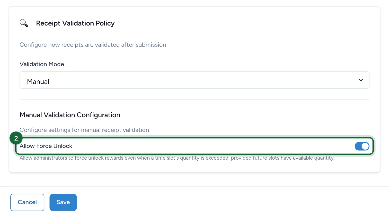 Allow Force Unlock switched on, highlighted