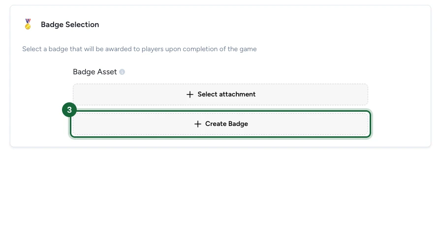 Onglet Gamification avec le bouton Create Badge mis en évidence
