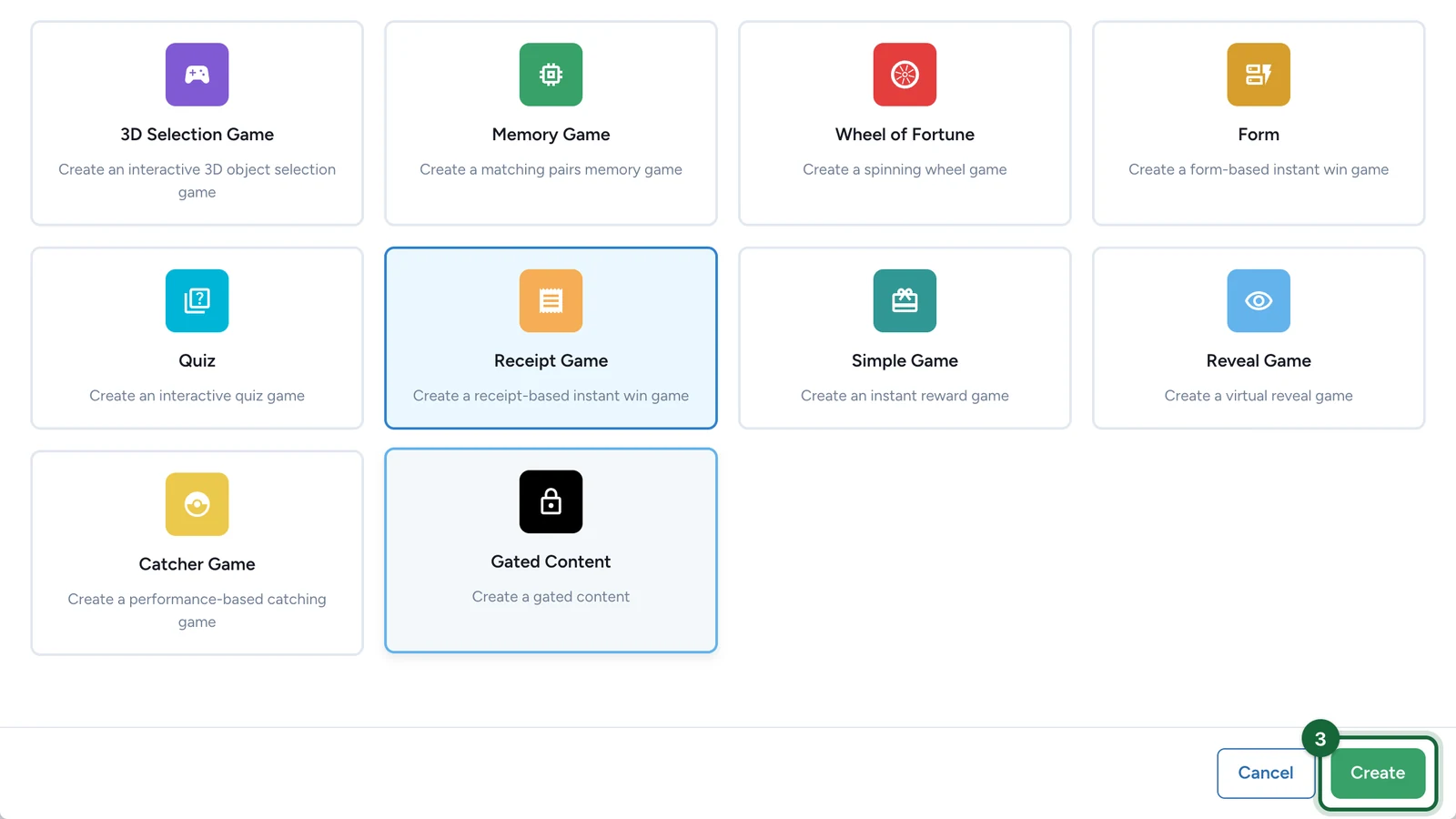 Create a new touchpoint window with the Create button highlighted