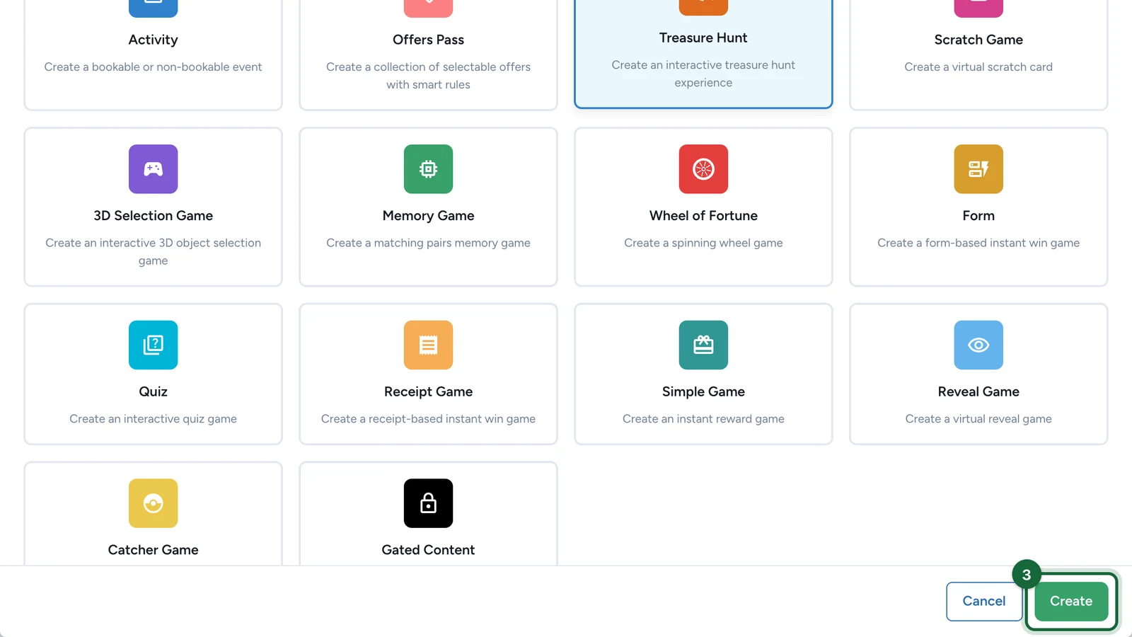 Create a new touchpoint window with the Create button highlighted