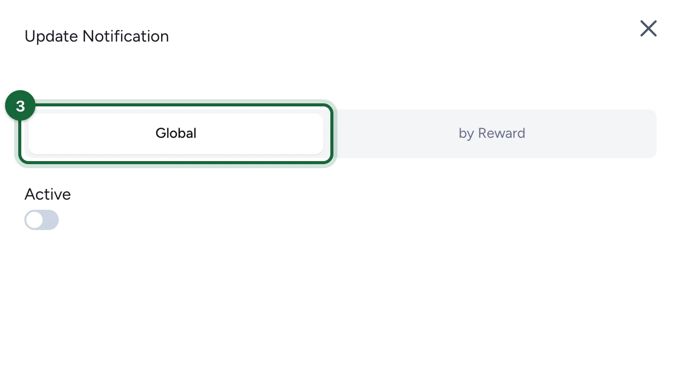 Update Notification panel with the Global tab highlighted