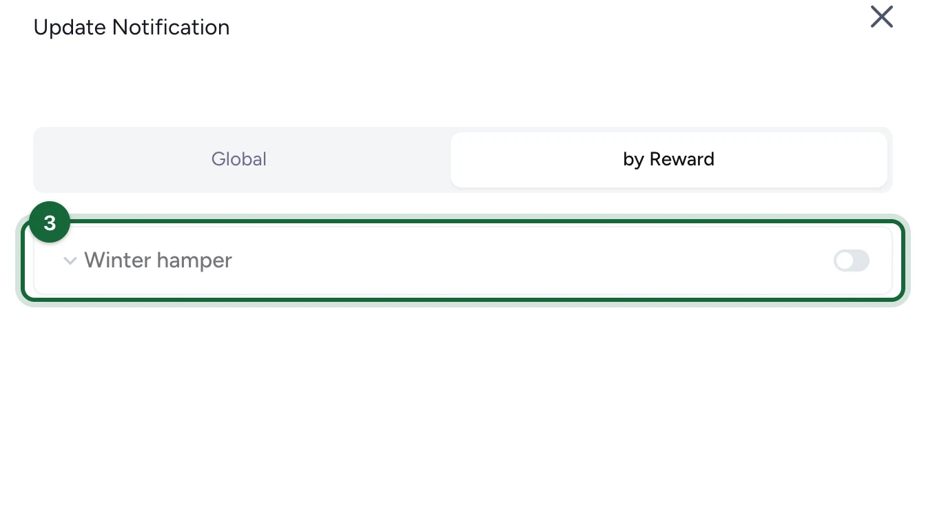 by Reward tab listing the Winter hamper, highlighted
