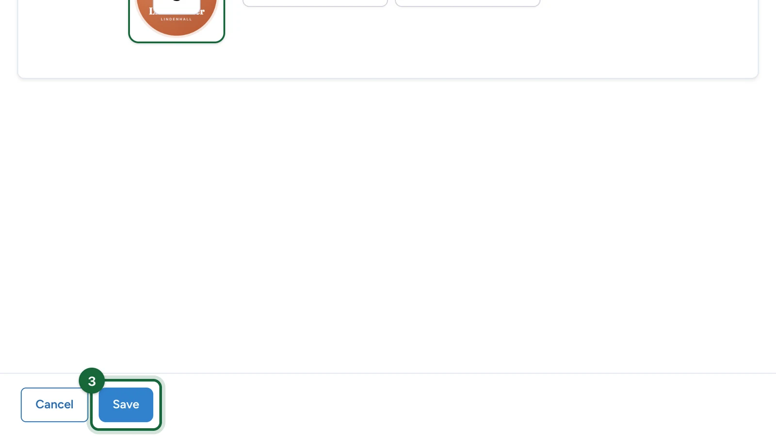 Activity editor footer with the Save button highlighted