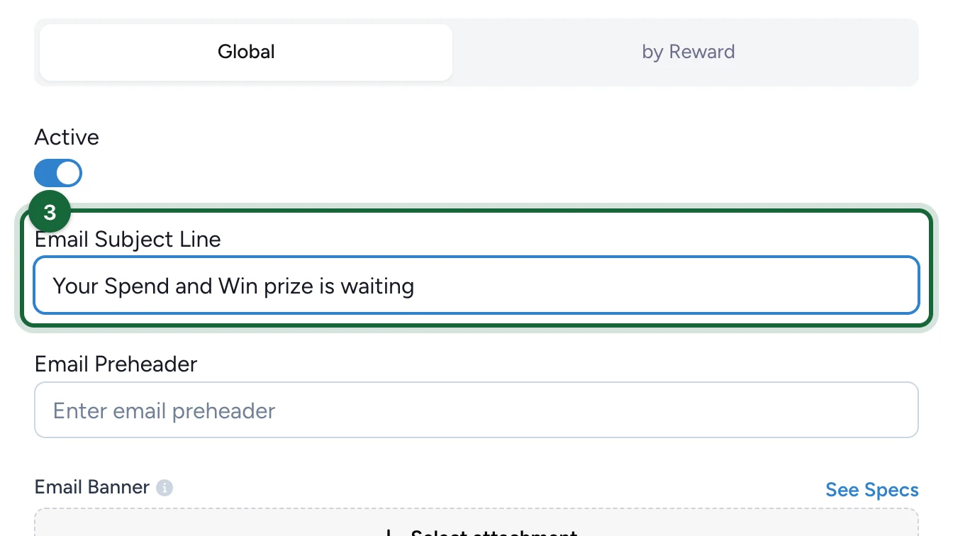 Email Subject Line Your Spend and Win prize is waiting, highlighted