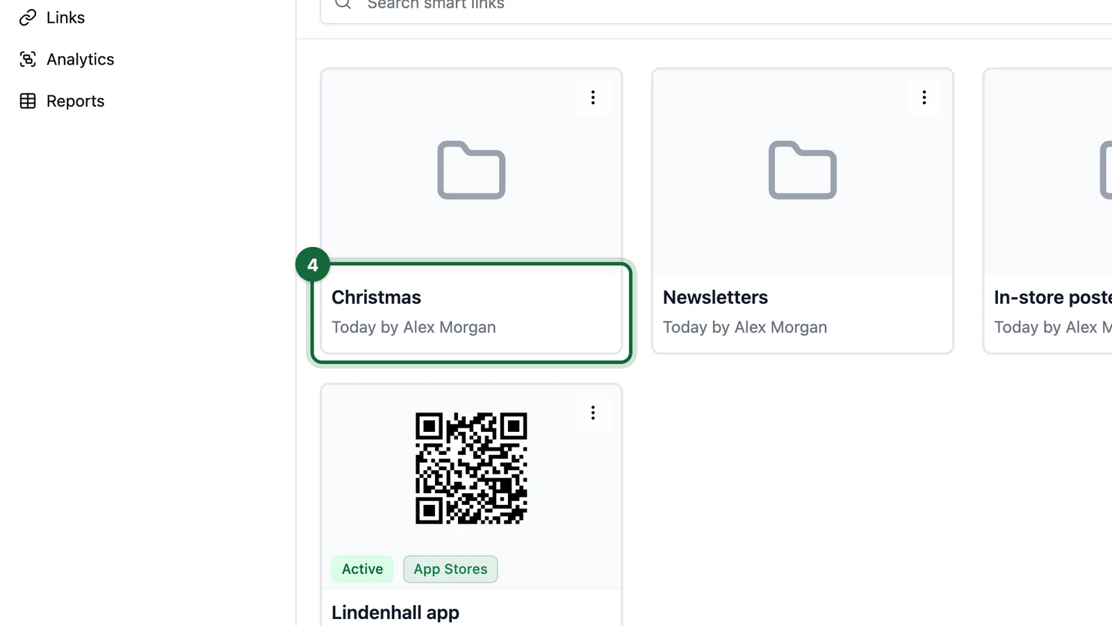 Smart Links home with the Christmas folder highlighted