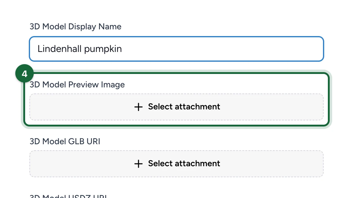 3D Model Preview Image field highlighted