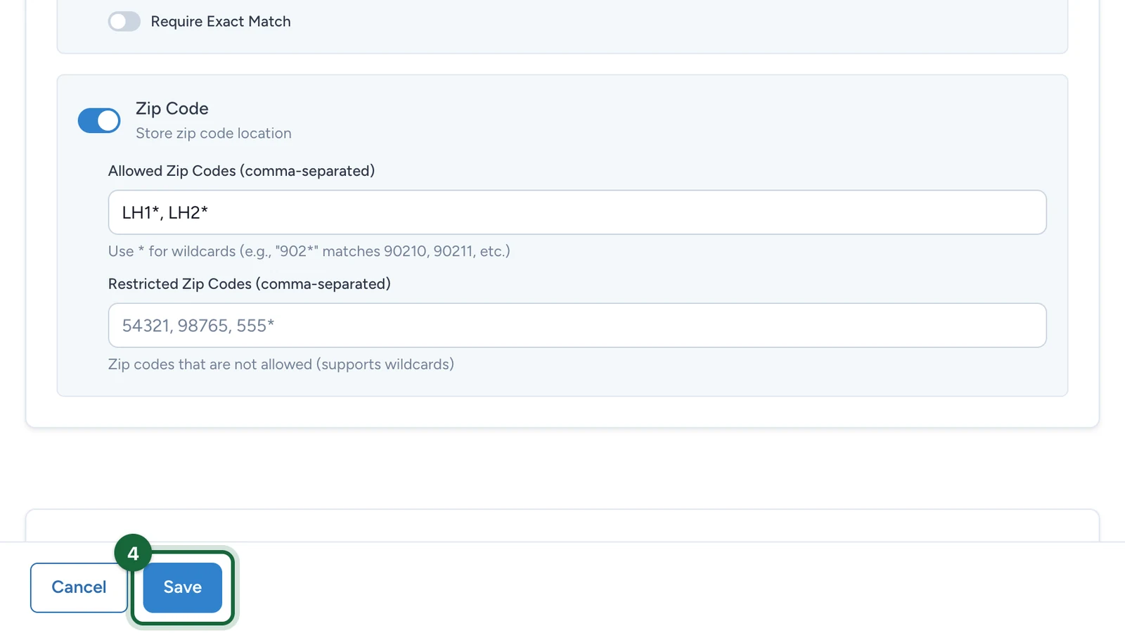 Receipt game editor footer with the Save button highlighted