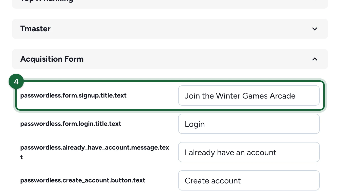 Sign-up title set to Join the Winter Games Arcade, highlighted