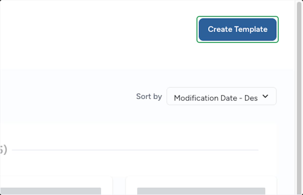 Page Templates avec le bouton Create Template mis en évidence en haut à droite