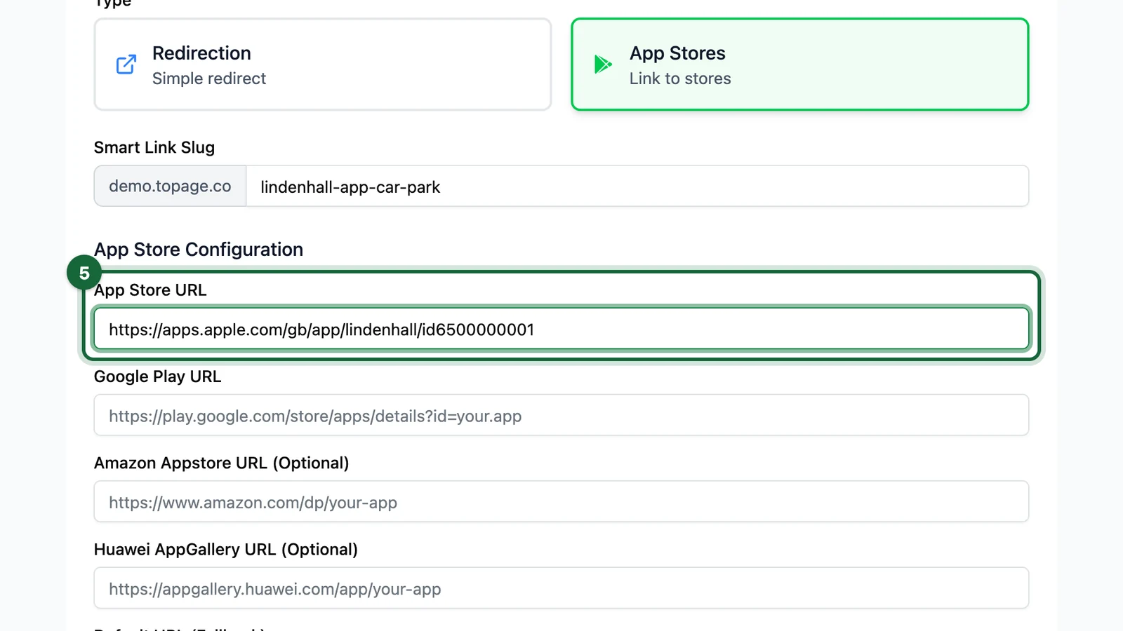 App Store URL with the Lindenhall app's App Store page, highlighted