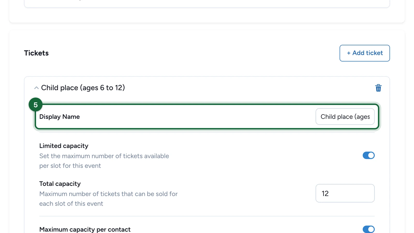 Open ticket with the Display Name field highlighted