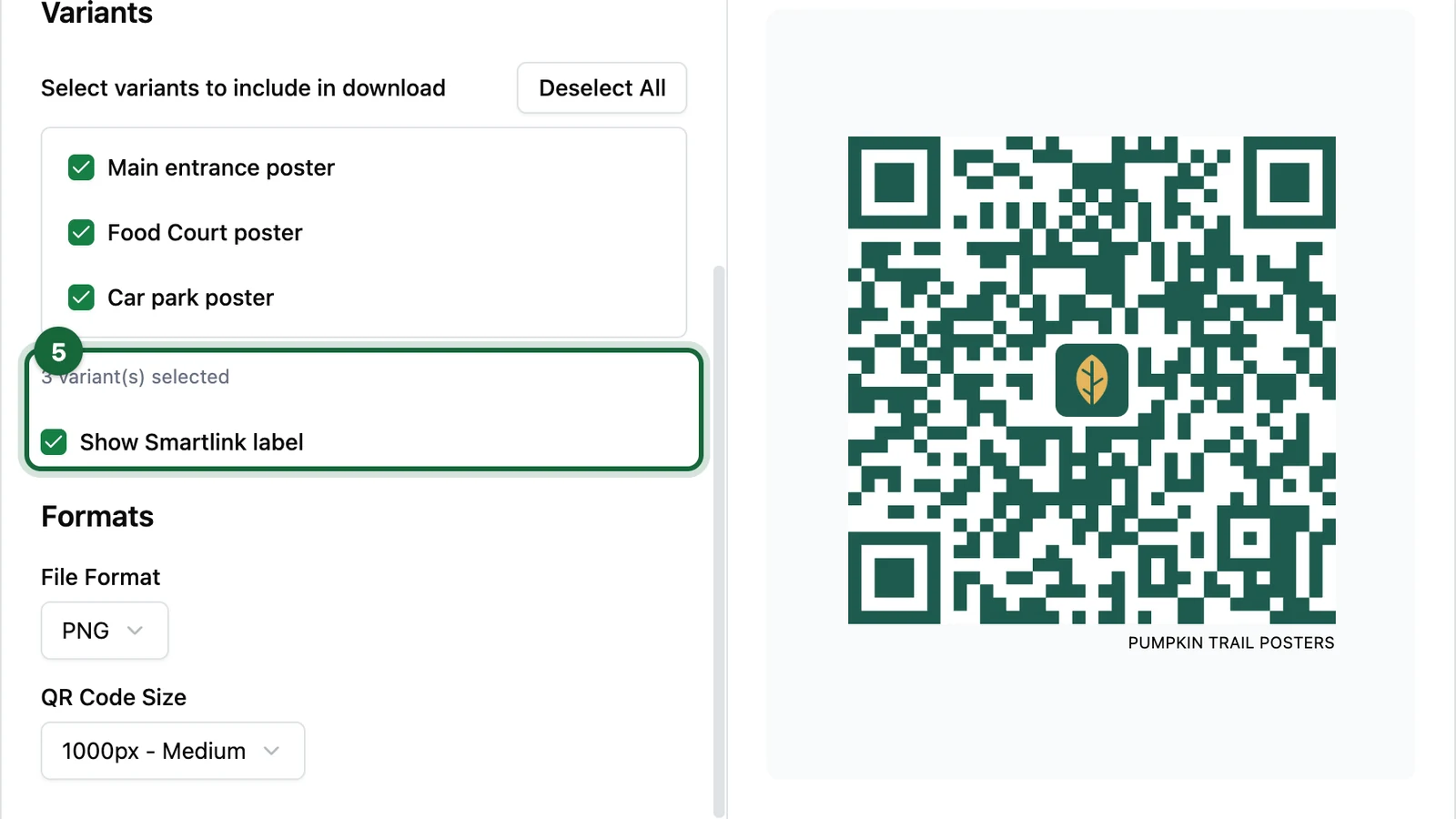 Show Smartlink label ticked, highlighted