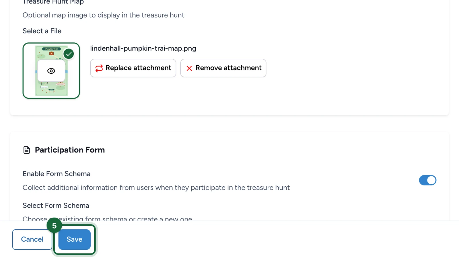 Hunt editor footer with the Save button highlighted