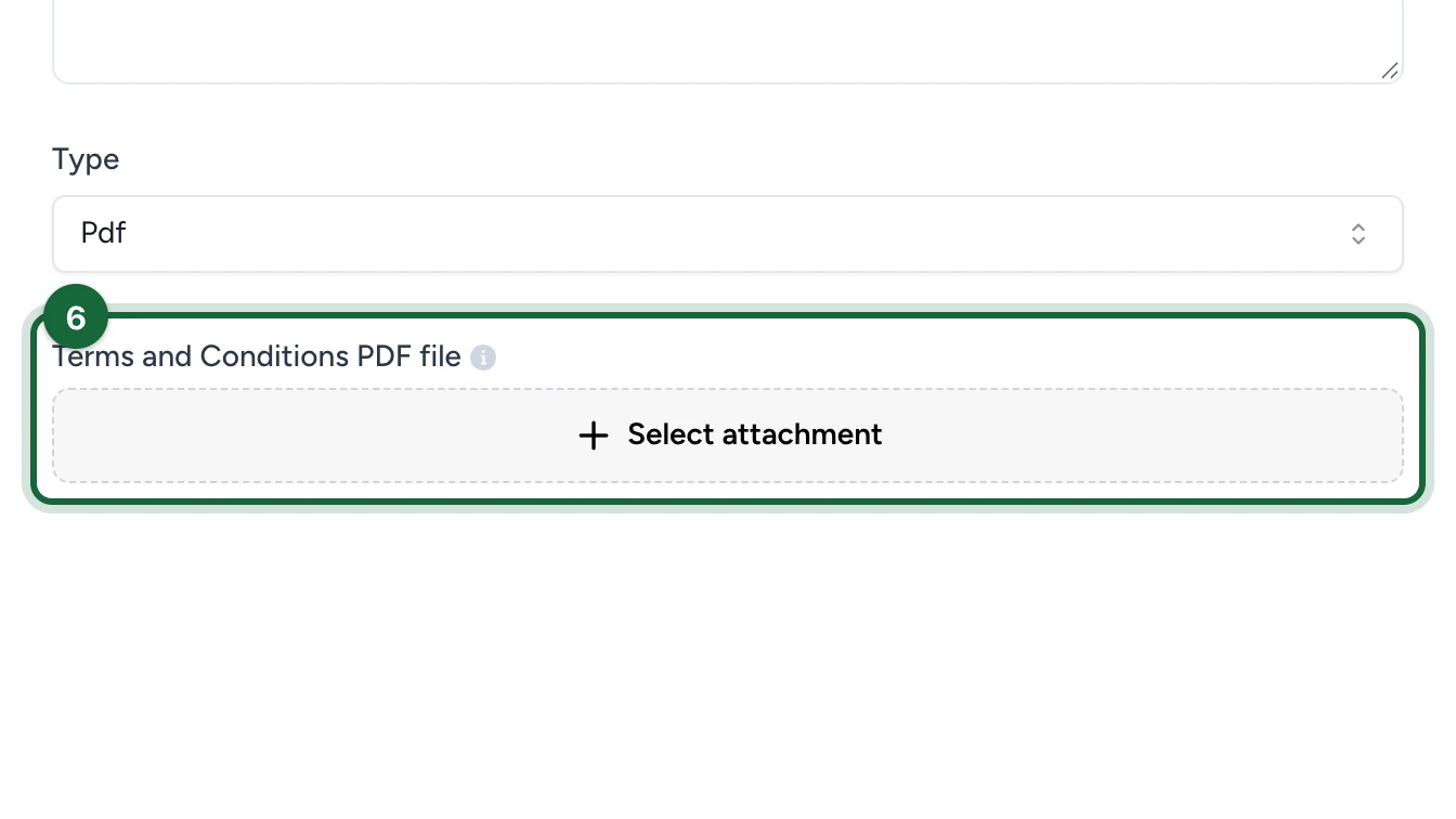 Terms and Conditions PDF file with Select attachment highlighted