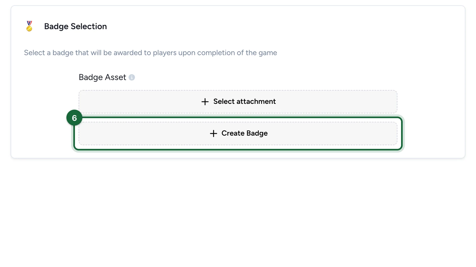 Badge Selection with Create Badge highlighted
