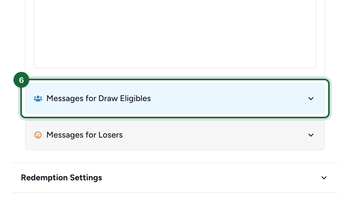 User Messages with Messages for Draw Eligibles highlighted