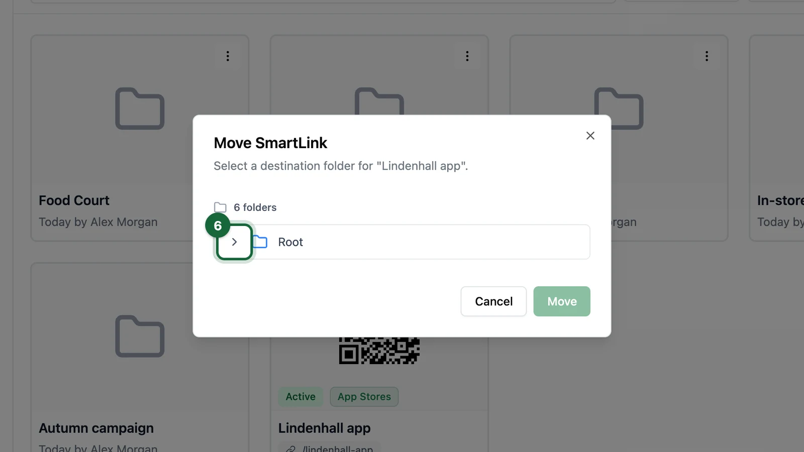 Move SmartLink window with the arrow next to Root highlighted